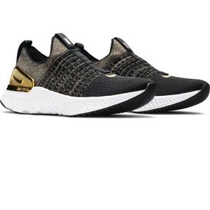 NIKE: Women’s React Phantom FlyKnit 2PRM Black and Gold SIZE: 10.5✨✔️